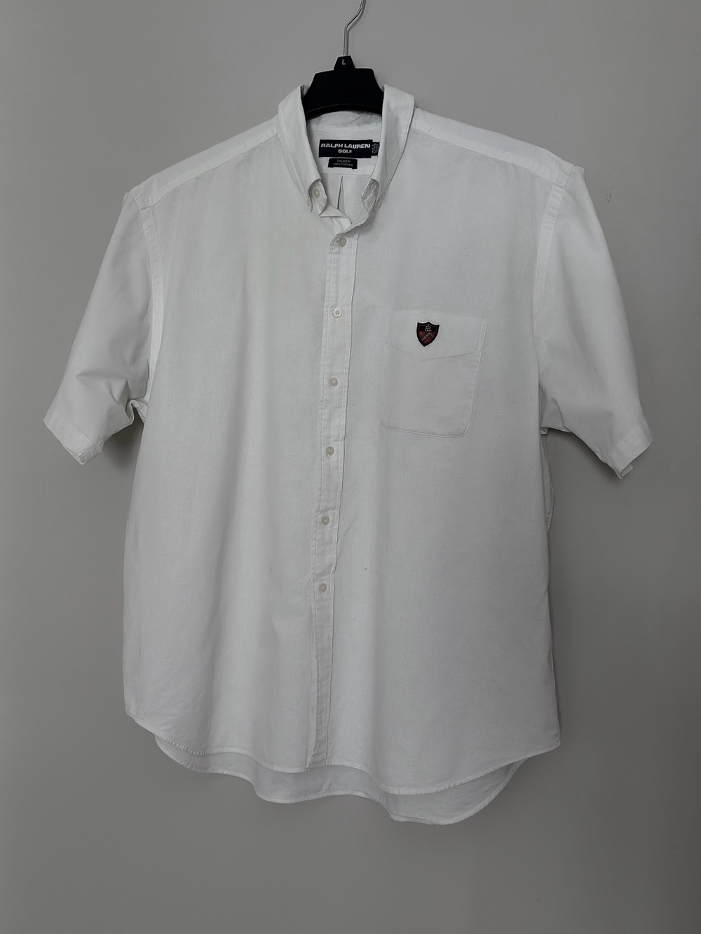 Ralph Lauren White Short-Sleeve Button-Down Shirt with Chest Patch